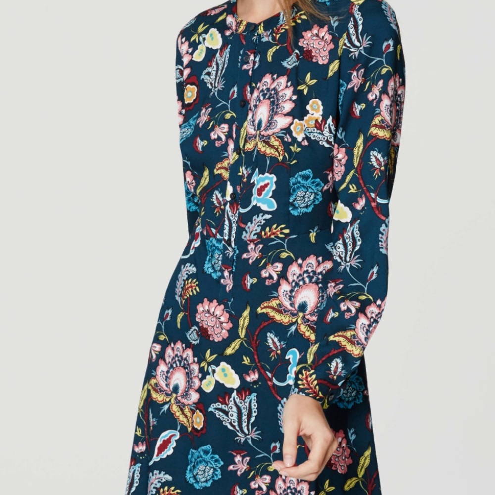 LOFT Multicolored Floral Print Dress